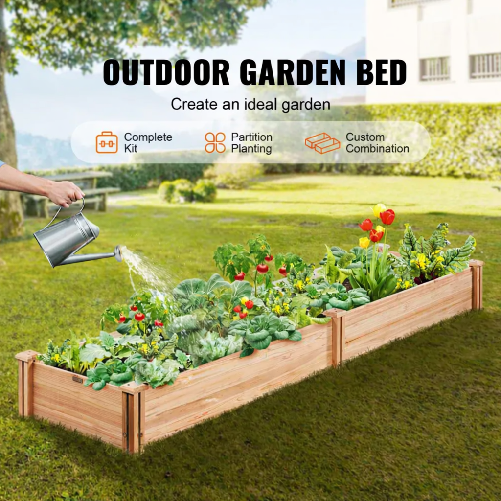 Raised Bed 240 x 60 x 25 cm Planter Box Fir Wood Vegetable Bed Flower Box Herb Bed Garden Bed Planter Ideal for growing vegetables, fruit, herbs, succulents etc.